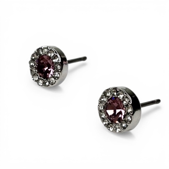 Kate Spade You're a Gem Silver-Tone Light Amethyst Pavé Halo Stud Earrings - NWT - Picture 9 of 13